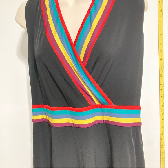 RAINBOW Knit Dress Black Multicolor Stripe Sleeveless by Catherine Malandrino XL - Picture 12 of 15